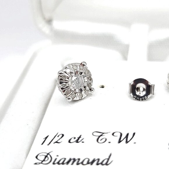 1/2 Carat T.W. Diamond Composite Round Stud Earrings MSRP $700 - Picture 6 of 11